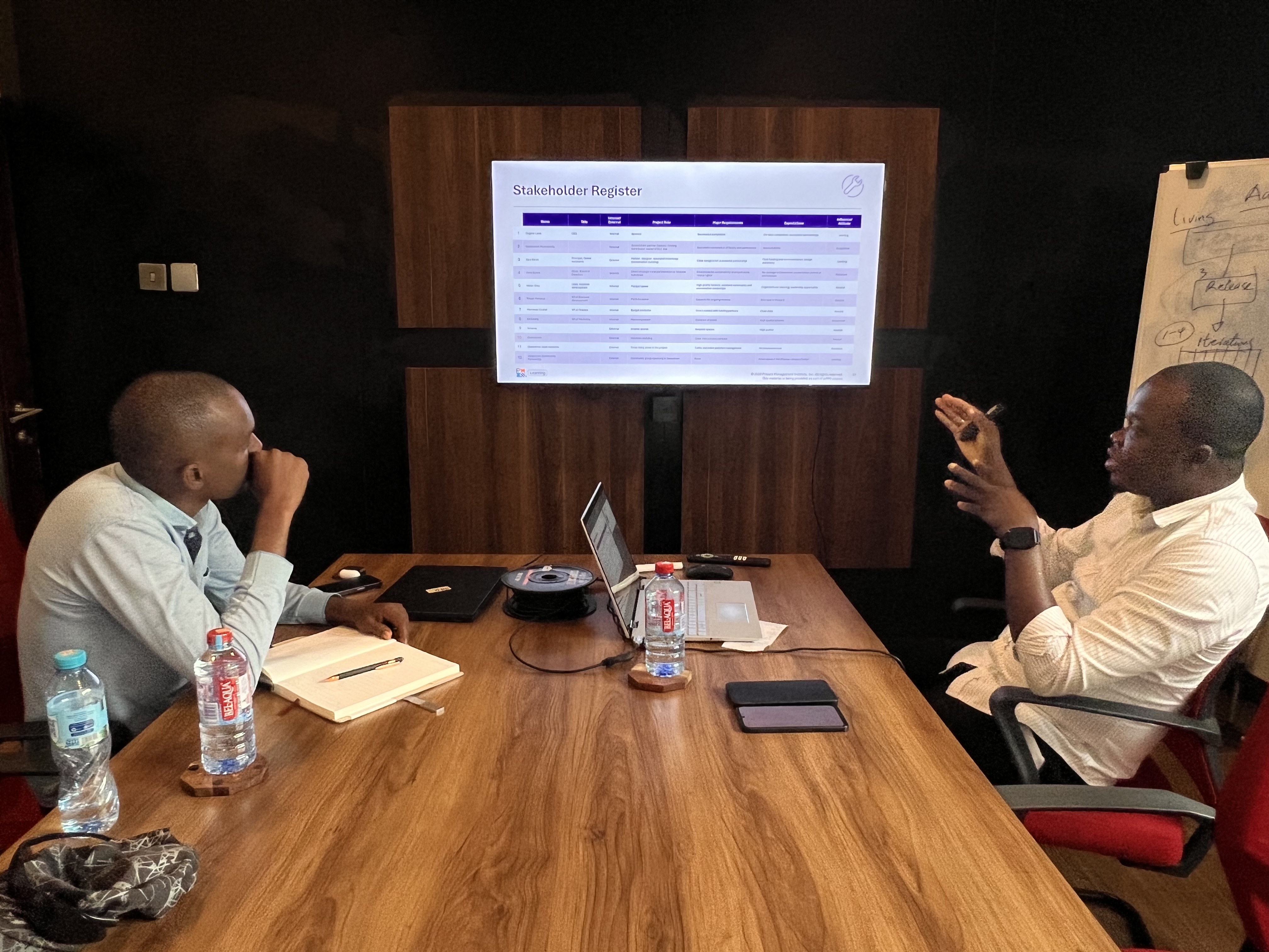 PMP Training Participants Reviewing Stakeholder Register